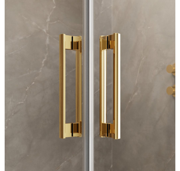 Radaway Idea KDD kampinė dušo kabina 90x90cm, aukso spalvos profiliai, skaidrus stiklas