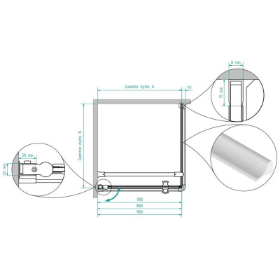 Brasta Glass Kristina dušo kabina, 90x90x200 cm, skaidrus stiklas, pasirinkite spalvą