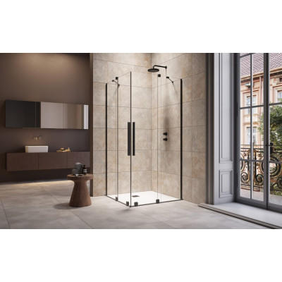 Radaway Furo KDD 90x90x200cm kampinė dušo kabina, juodi profiliai, skaidrus stiklas