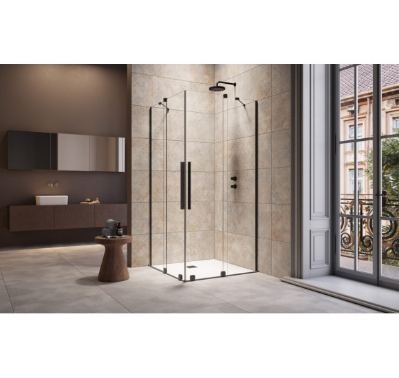Radaway Furo KDD 90x90x200cm kampinė dušo kabina, juodi profiliai, skaidrus stiklas