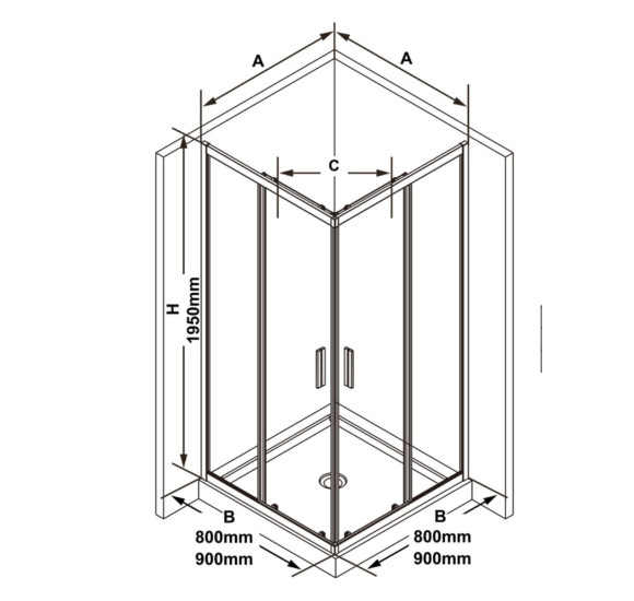 RAVAK Blix Slim dušo kabina Ravak 90x90cm,pasirinkite profilių spalvą