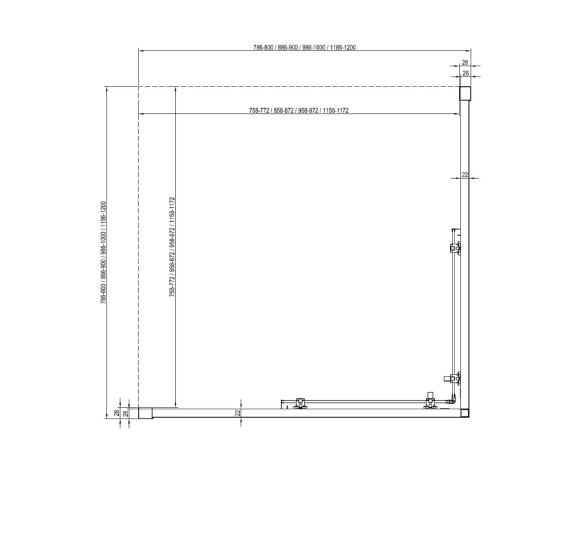 RAVAK Blix Slim dušo kabina Ravak 90x90cm,pasirinkite profilių spalvą