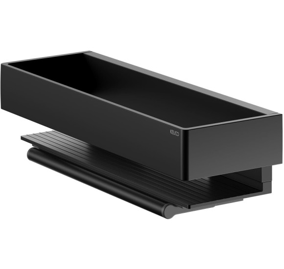 Keuco Edition 11 dušo lentynėlė su  integruotu stiklų valytuvu, juodos matinės spalvos