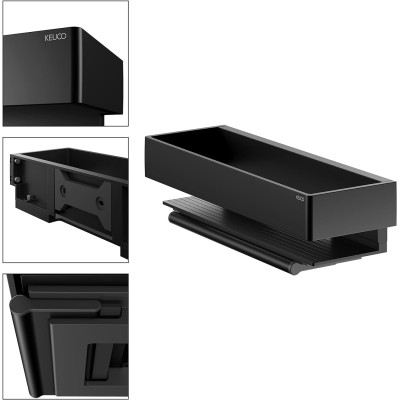 Keuco Edition 11 dušo lentynėlė su  integruotu stiklų valytuvu, juodos matinės spalvos