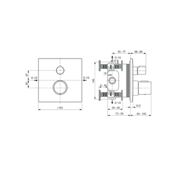 IŠPARDAVIMAS. Ideal Standard Ceratherm C100 termostatinis,potinkinis maišytuvas (vienos krypties), matinė juoda