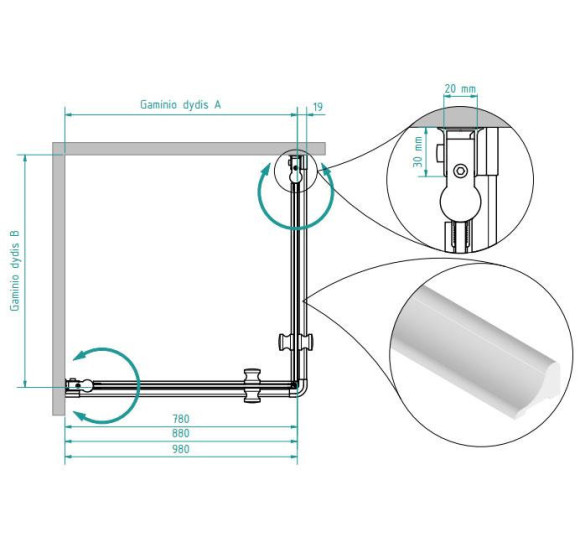 Brasta Glass Viktorija dušo kabina, 90x90x200 cm, skaidrus stiklas, pasirinkite spalvą
