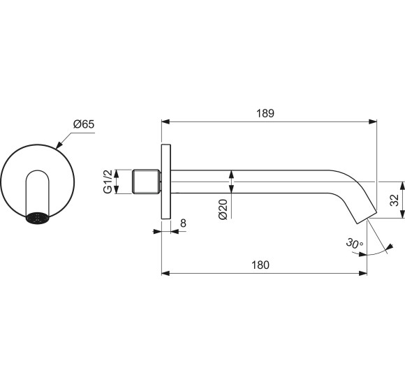 Ideal Standard Ceraline vonios snapas 180mm, pasirenkamos spalvos