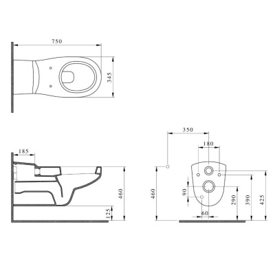 IŠPARDAVIMAS. Bocchi Engelli pakabinamas klozetas ŽN 75x35,5x35 cm, su uždaru priekiu, baltas
