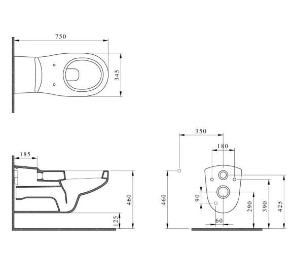 IŠPARDAVIMAS. Bocchi Engelli pakabinamas klozetas ŽN 75x35,5x35 cm, su uždaru priekiu, baltas