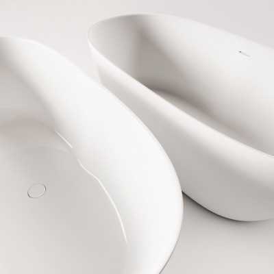 PAA Perla laisvai pastatoma vonia iš akmens masės, 160x75cm