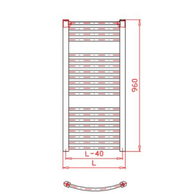 Thermal KDO rankšluosčių džiovintuvas 960x450cm, su elektrine dalimi (valdikliu), baltos spalvos