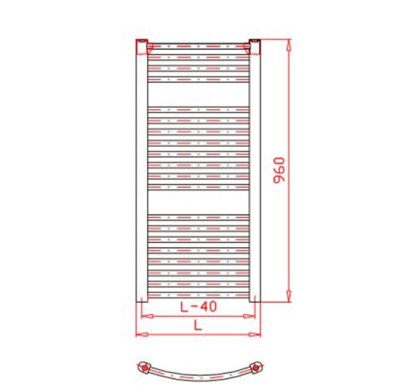 Thermal KDO rankšluosčių džiovintuvas 960x450cm, su elektrine dalimi (valdikliu), baltos spalvos