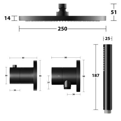 Keuco IXMO 7 termostatinės potinkinės dušo sistemos komplektas