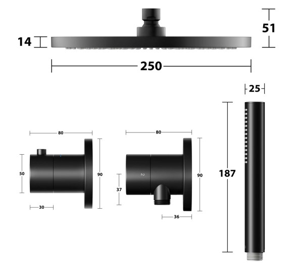 Keuco IXMO 7 termostatinės potinkinės dušo sistemos komplektas