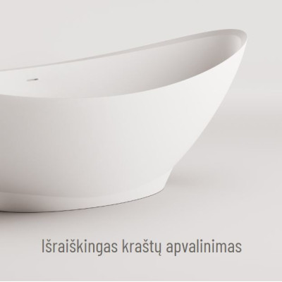 IŠPARDAVIMAS. PAA Akmens masės SILKSTONE vonia Felice 1945x830, su sifonu, caffe latte matinė