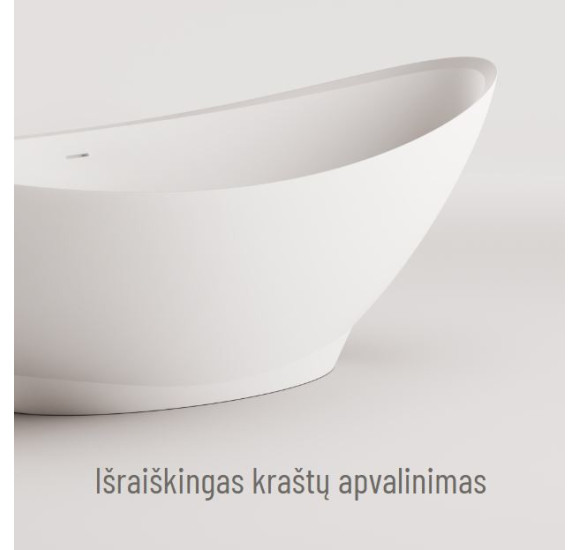 IŠPARDAVIMAS. PAA Akmens masės SILKSTONE vonia Felice 1945x830, su sifonu, caffe latte matinė