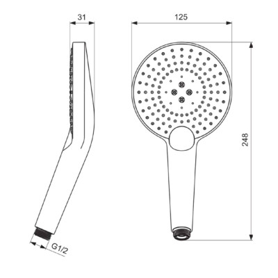 Ideal Standard Idealrain EvoJET Round rankinė dušo galva 125 mm, 3 funkcijos, 8 l/min, chromas