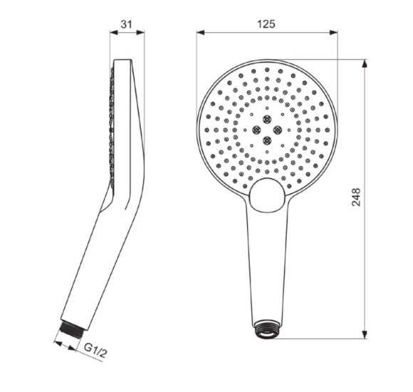 Ideal Standard Idealrain EvoJET Round rankinė dušo galva 125 mm, 3 funkcijos, 8 l/min, chromas