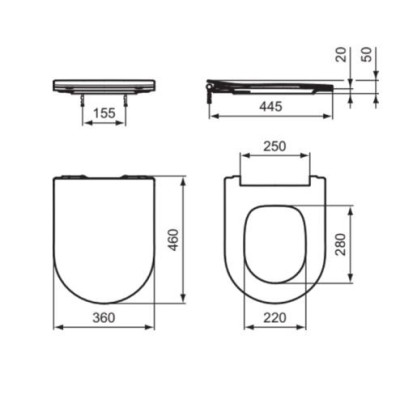 Ideal Standard Blend Curve unitazo sėdynė su lėtai nusileidžiančiu dangčiu (sandwich type),  baltas