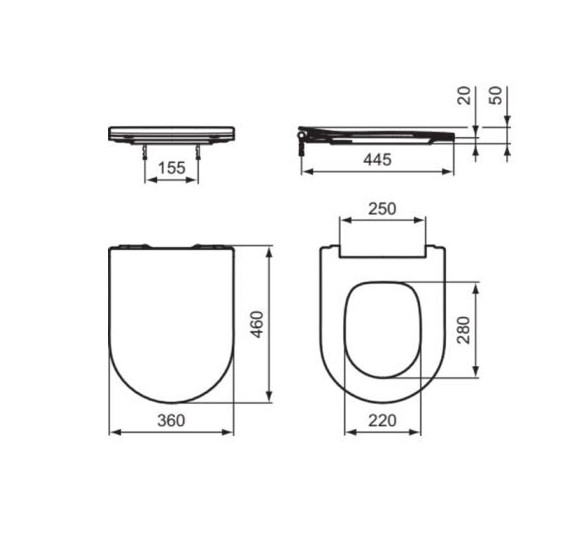 Ideal Standard Blend Curve unitazo sėdynė su lėtai nusileidžiančiu dangčiu (sandwich type),  baltas