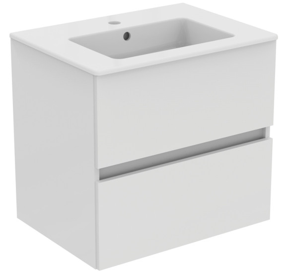 KOMPLEKTAS: Ideal Standard Eurovit pakabinama vonios spintelė su praustuvu 60 cm, 2 stalčiai, soft close uždarymas