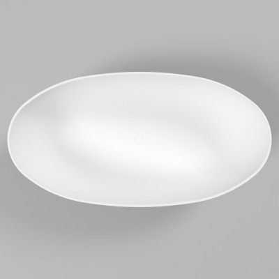 Lieto akmens vonia Inbalia Mykonos, 170x87cm, sifonas su baltu vonios spalvos dangteliu