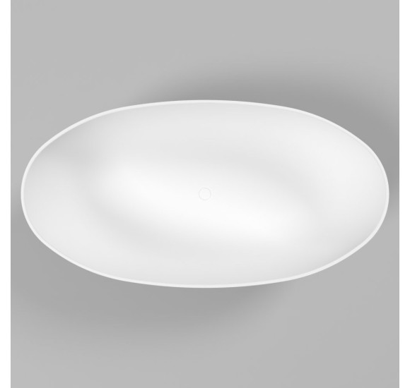 Lieto akmens vonia Inbalia Mykonos, 170x87cm, sifonas su baltu vonios spalvos dangteliu