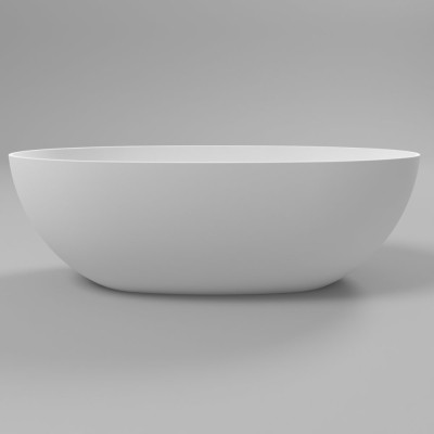 Lieto akmens vonia Inbalia Mykonos, 170x87cm, sifonas su baltu vonios spalvos dangteliu