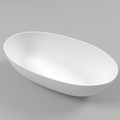 Lieto akmens vonia Inbalia Mykonos, 170x87cm, sifonas su baltu vonios spalvos dangteliu