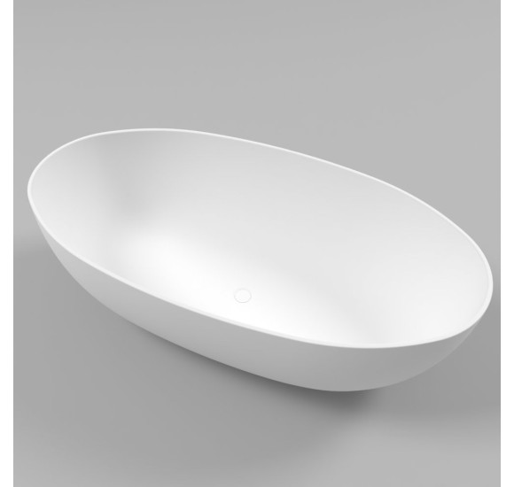 Lieto akmens vonia Inbalia Mykonos, 170x87cm, sifonas su baltu vonios spalvos dangteliu