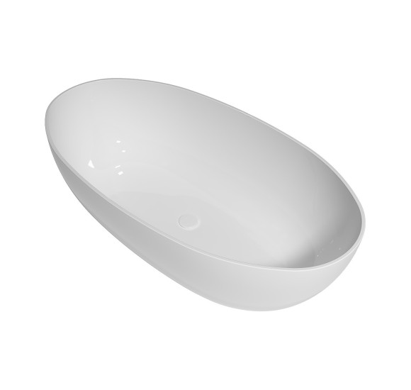 Lieto akmens vonia Inbalia Mykonos, 170x87cm, sifonas su baltu vonios spalvos dangteliu