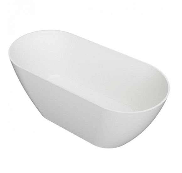 Lieto akmens vonia Inbalia Tulum, 165x75cm, sifonas su baltu vonios spalvos dangteliu