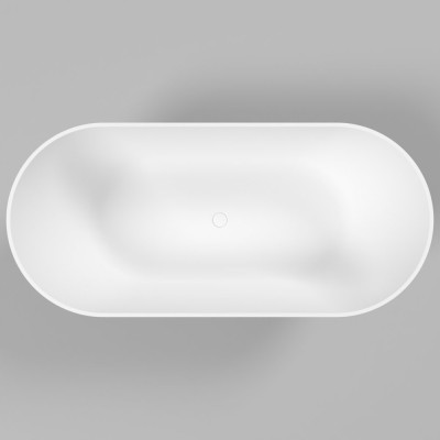 Lieto akmens vonia Inbalia Tulum, 165x75cm, sifonas su baltu vonios spalvos dangteliu