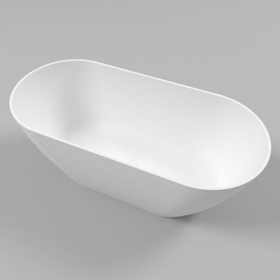 Lieto akmens vonia Inbalia Tulum, 165x75cm, sifonas su baltu vonios spalvos dangteliu