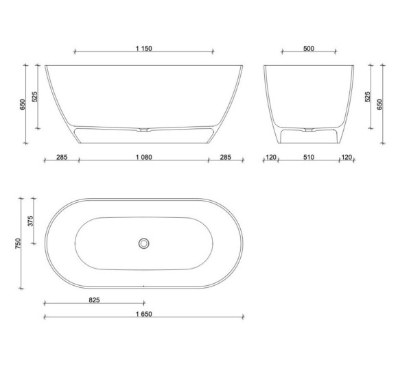 Lieto akmens vonia Inbalia Tulum, 165x75cm, sifonas su baltu vonios spalvos dangteliu