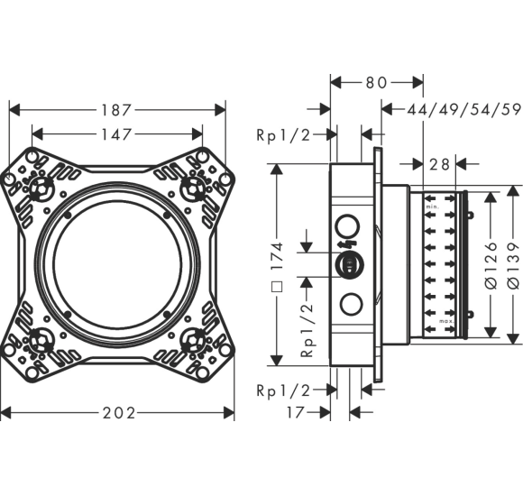 Hansgrohe iBox 2.0 potinkinė dėžutė vonios/dušo maišytuvams