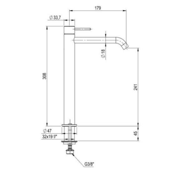 QD MagistroLab aukštas praustuvo maišytuvas Trek 67, nerūdijančio plieno