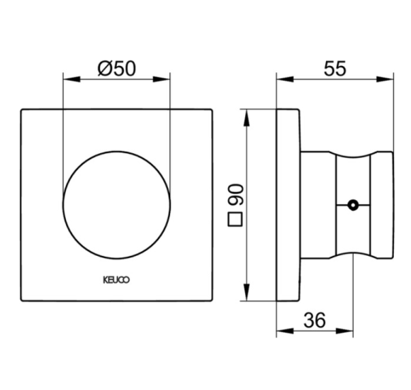 Keuco dušo žarnelės laikiklis kvadratinis, pasirenkamos spalvos