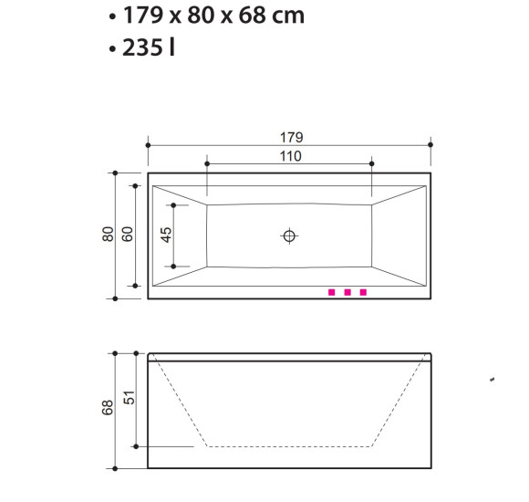 Balteco Roma 179x80cm, akrilinės vonios komplektas: rėmas, apdaila L-formos ir sifonas