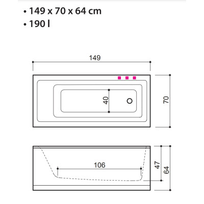 Balteco Forma akrilinės vonios komplektas: rėmas, apdaila L-formos ir sifonas, pasirinkite dydį