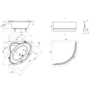 Ravak NewDay 150x150, kampinė vonia, akrilas
