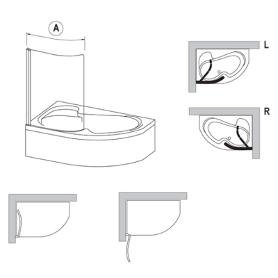 Ravak vonios sienelė CVSK1 voniai Rosa 160/170