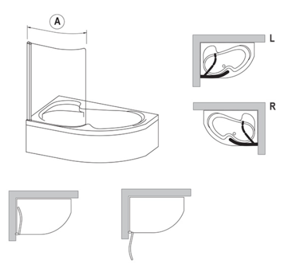 Ravak vonios sienelė CVSK1 voniai Rosa 160/170