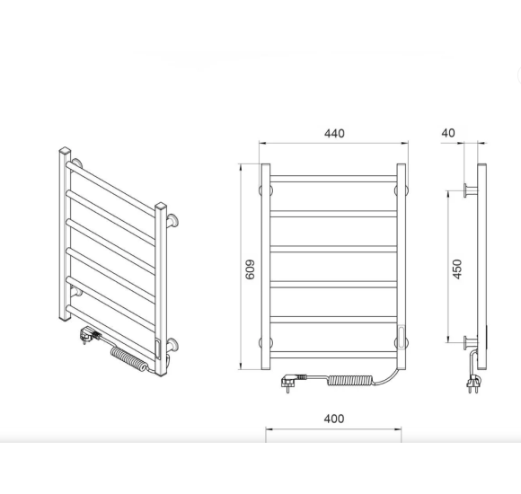 Elektrinis rankšluosčių džiovintuvas Laris Alfa,  pasirinkite spalvą 440x600