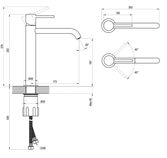 Ravak Espirit praustuvo maišytuvas 250 mm aukščio, be perpylimo, pasirinkite spalvą