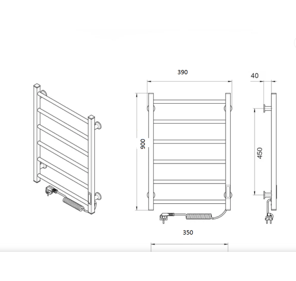 Elektrinis rankšluosčių džiovintuvas Laris Alfa,  pasirinkite spalvą 390x900