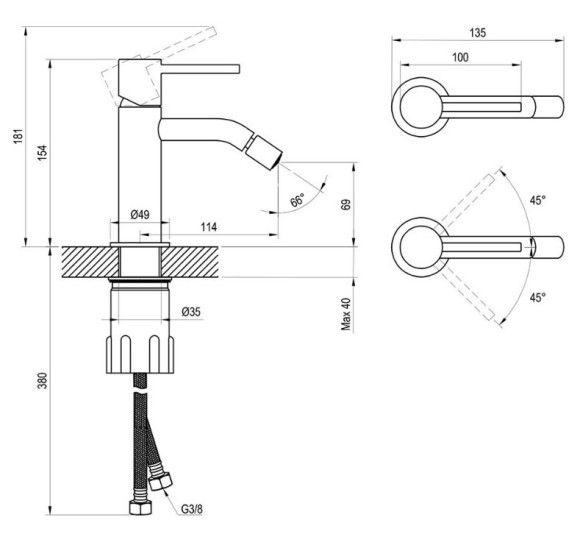 Ravak Espirit bidė maišytuvas 154 mm, be dugno vožtuvo, pasirinkite spalvą