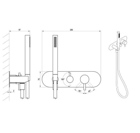 Ravak Espirit potinkinis maišytuvas, 2 krypčių be korpuso, su komplektu, pasirinkite spalvą