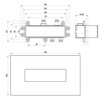 Ravak R-box Horizontal potinkinė dėžutė vonios/dušo maišytuvui