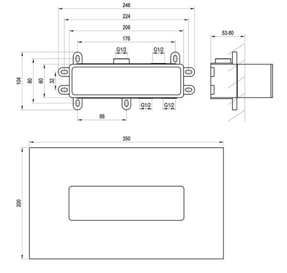 Ravak R-box Horizontal potinkinė dėžutė vonios/dušo maišytuvui